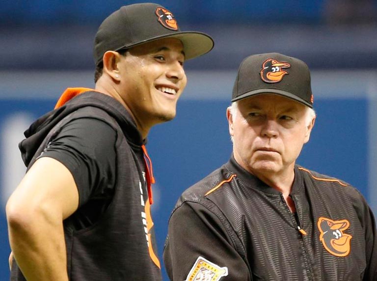 Buck Showalter y Manny Machado