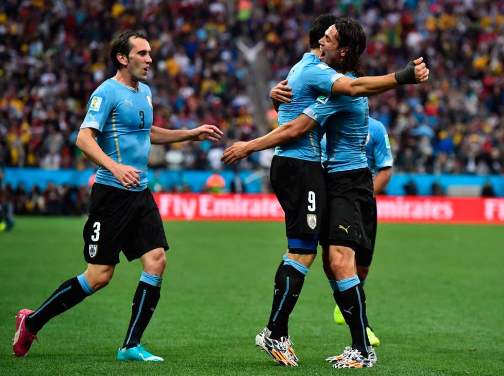 Suárez, Godín y Cavani