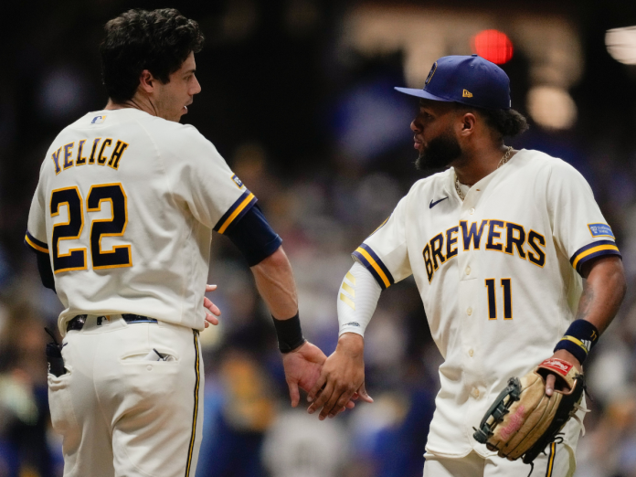Christian Yelich y Jackson Chourio Christian Yelich y Jackson Chourio. (Foto: Ashley Landis/AP)